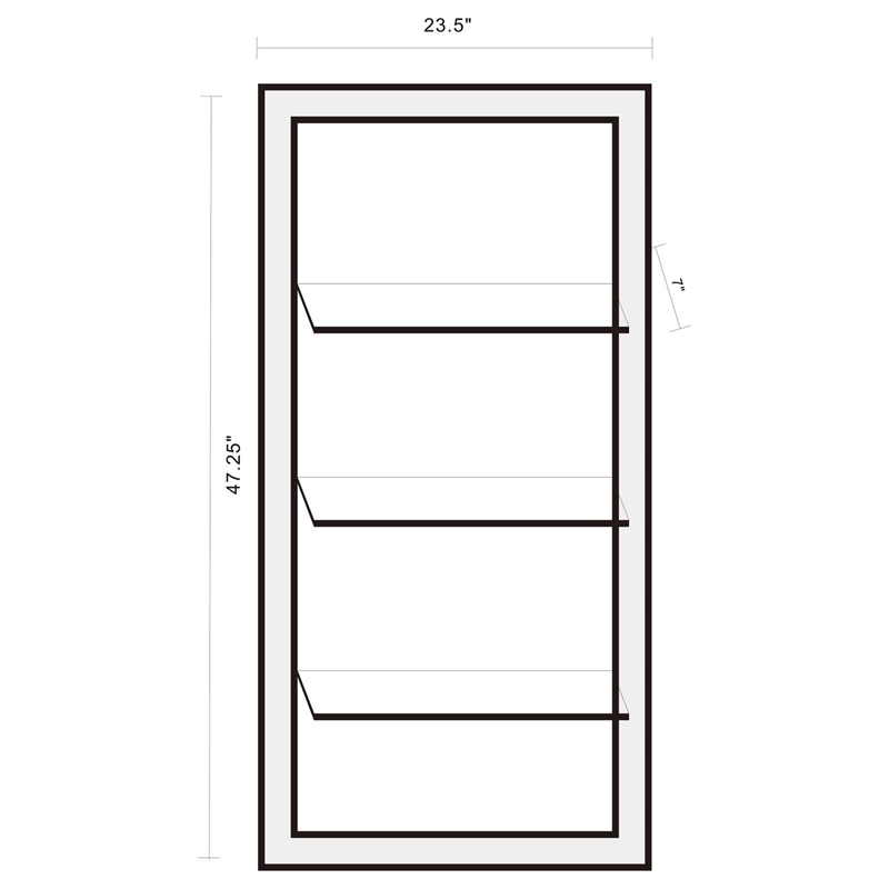 Pemberly Row Modern Glass 3-Shelf Rectangle Wall Mirror Silver