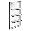 Pemberly Row Modern Glass 3-Shelf Rectangle Wall Mirror Silver