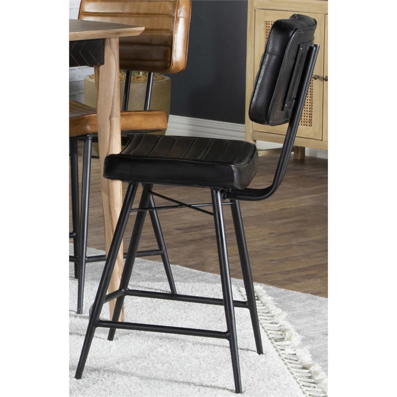 Pemberly Row Leather Upholstered Counter Height Stools Espresso