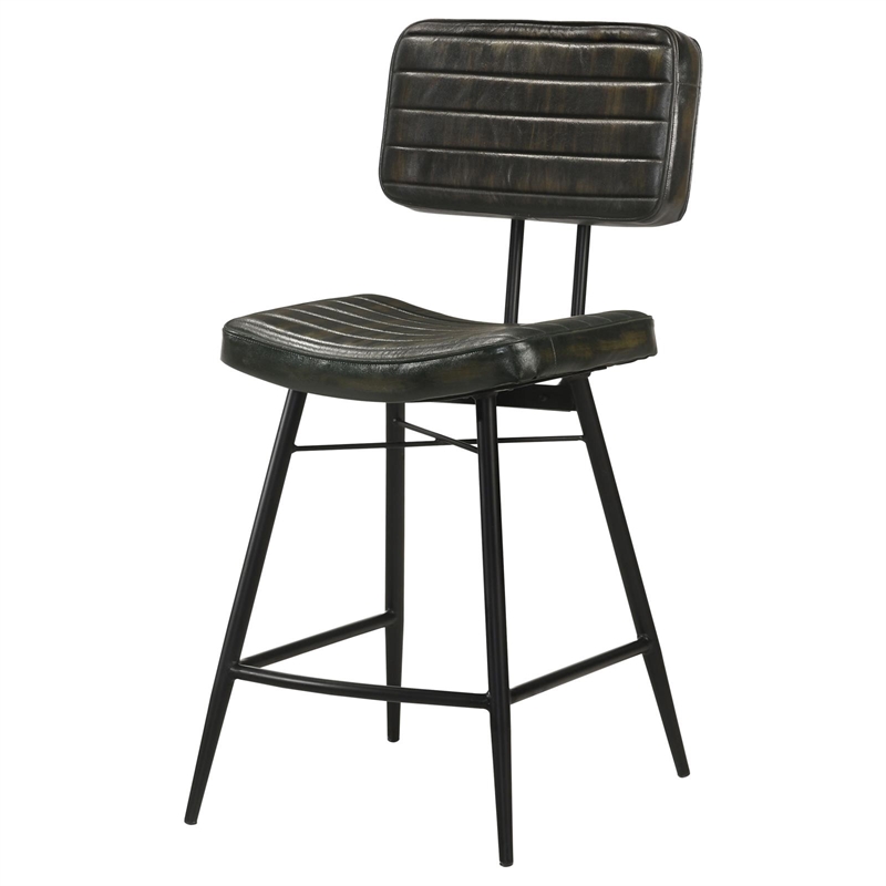 Pemberly Row Leather Upholstered Counter Height Stools Espresso