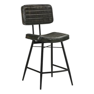 Pemberly Row Leather Upholstered Counter Height Stools Espresso