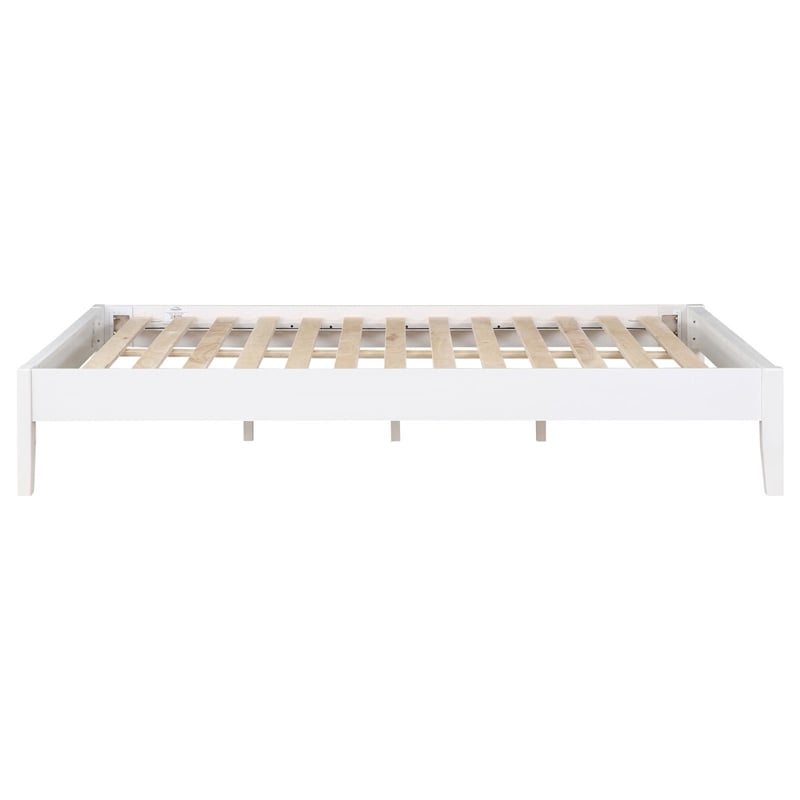 Pemberly Row Contemporary Wood Platform Eastern King Bed in White