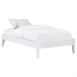 Pemberly Row Contemporary Wood Platform Twin Bed in in White