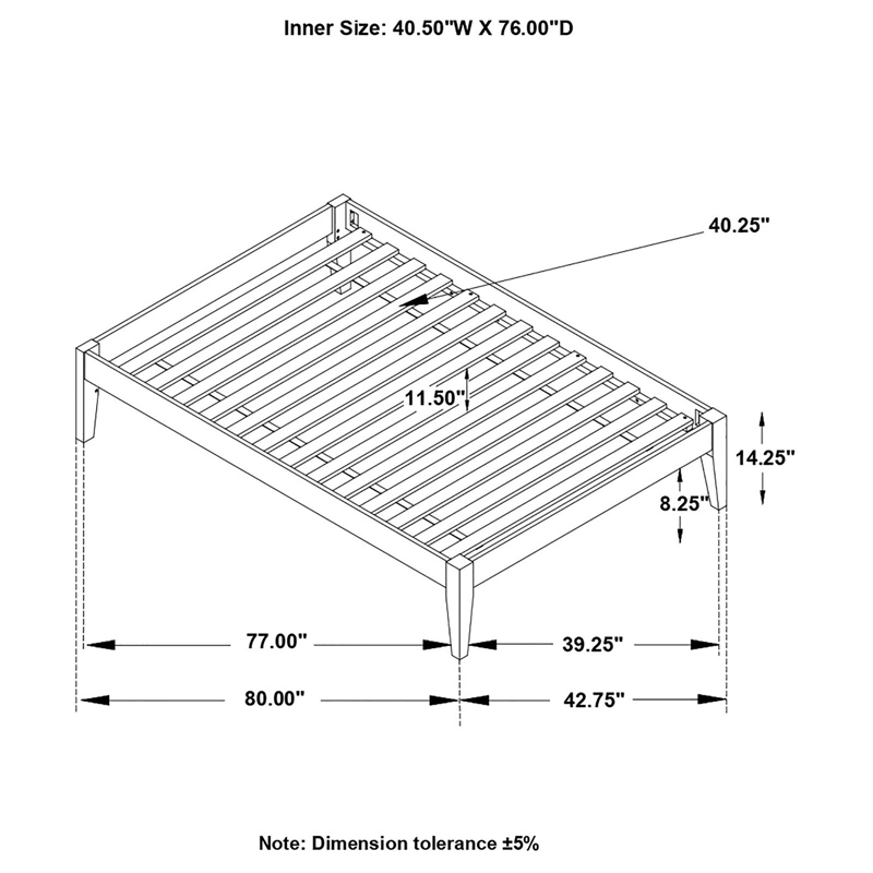 Pemberly Row Contemporary Wood Platform Twin Bed in in White