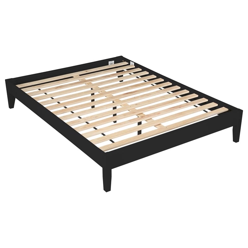 Pemberly Row Contemporary Wood Platform Queen Bed in Black Finish