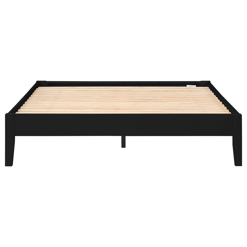 Pemberly Row Contemporary Wood Platform Queen Bed in Black Finish