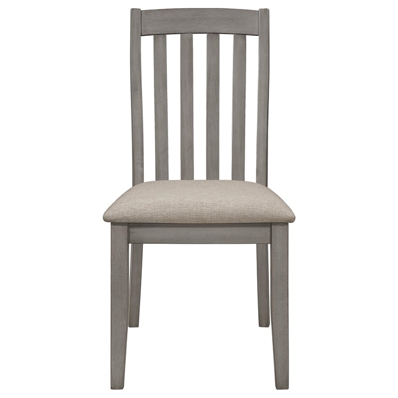 Pemberly Row Contemporary Wood Slat Back Side Chairs Coastal Gray
