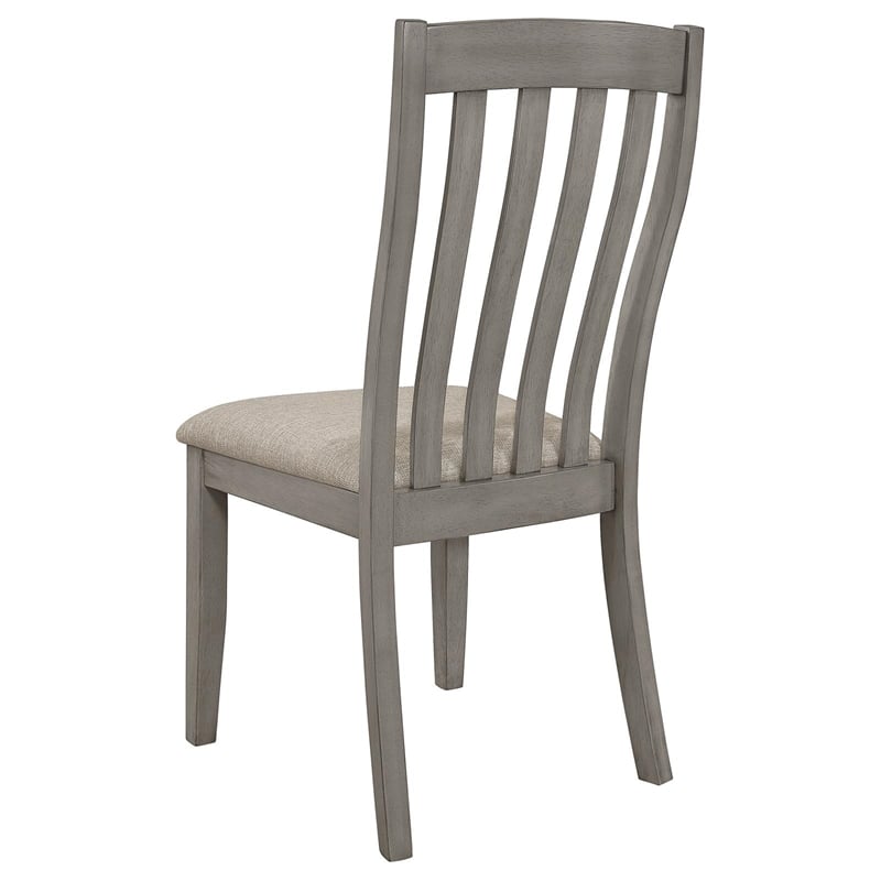 Pemberly Row Contemporary Wood Slat Back Side Chairs Coastal Gray