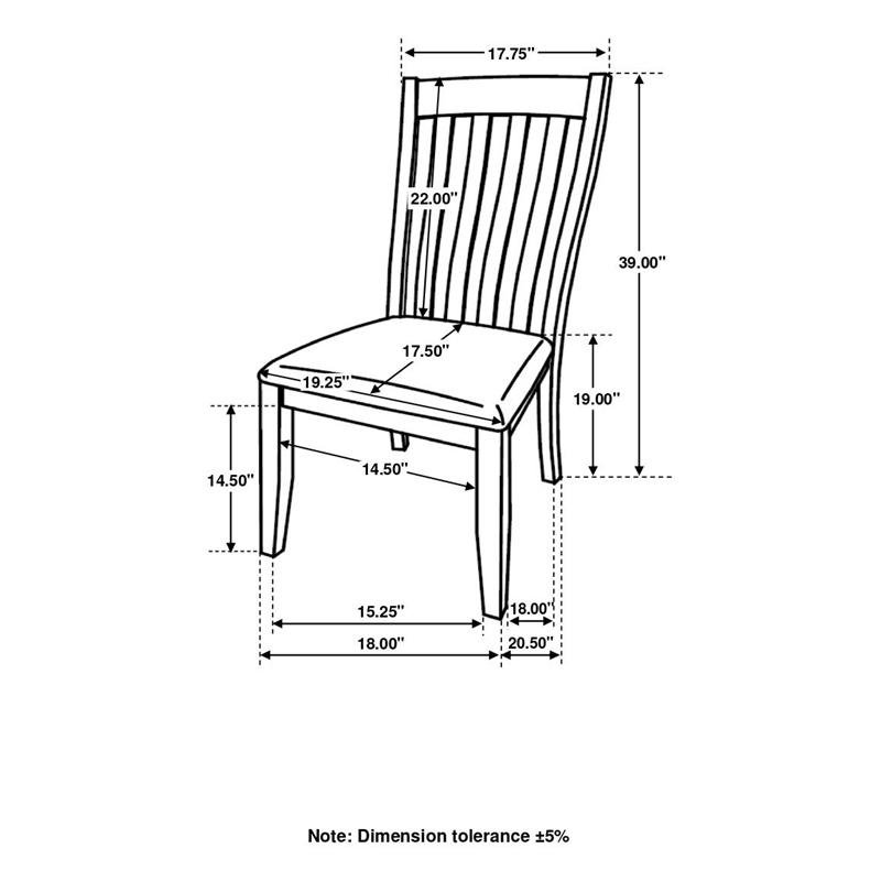 Pemberly Row Contemporary Wood Slat Back Side Chairs Coastal Gray