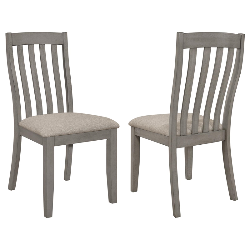 Pemberly Row Contemporary Wood Slat Back Side Chairs Coastal Gray