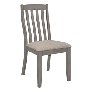 Pemberly Row Contemporary Wood Slat Back Side Chairs Coastal Gray