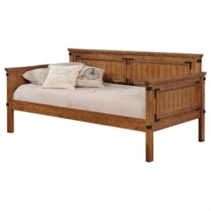 Pemberly Row Farmhouse Solid Wood Twin Daybed in Brown Finish