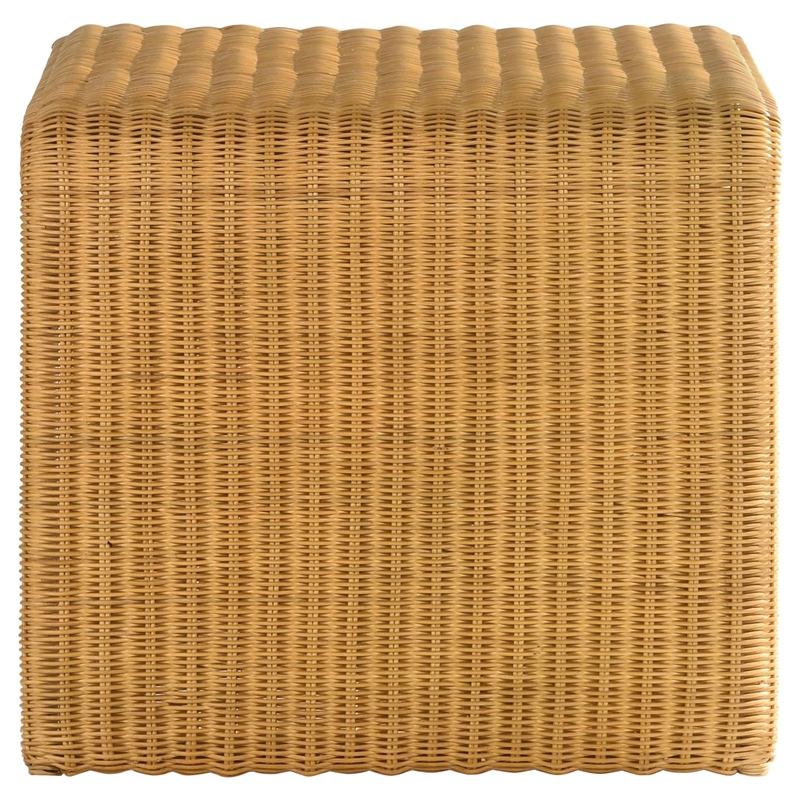 Pemberly Row Square Coastal Rattan End Table in Natural Finish