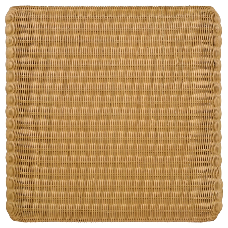Pemberly Row Square Coastal Rattan End Table in Natural Finish
