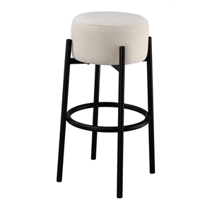 pemberly row microfiber upholstered round stools white and black