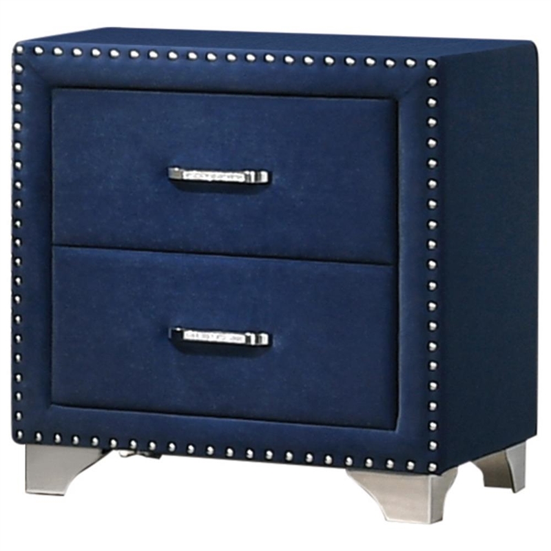 Pemberly Row 2-drawer Velvet Upholstered Nightstand Pacific Blue