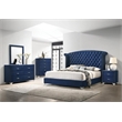Pemberly Row 2-drawer Velvet Upholstered Nightstand Pacific Blue