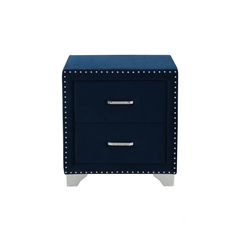 Pemberly Row 2-drawer Velvet Upholstered Nightstand Pacific Blue
