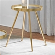 Pemberly Row Mid-Century Metal Round Mirror Top End Table Gold