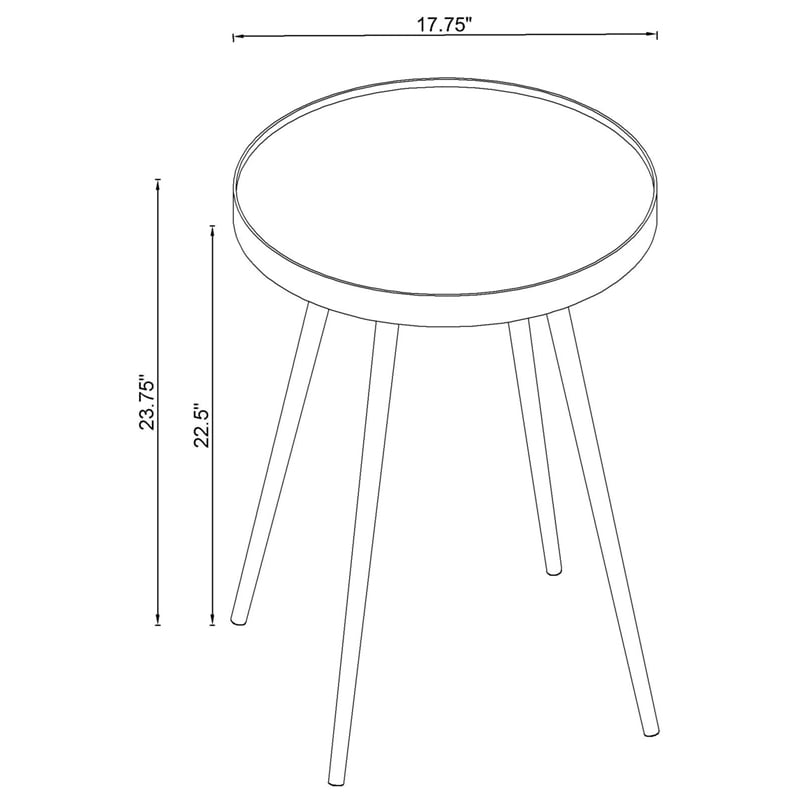 Pemberly Row Mid-Century Metal Round Mirror Top End Table Gold