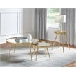 Pemberly Row Mid-Century Metal Round Mirror Top End Table Gold