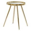 Pemberly Row Mid-Century Metal Round Mirror Top End Table Gold