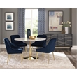 Pemberly Row Metal Round Dining Table Natural Marble and Gold