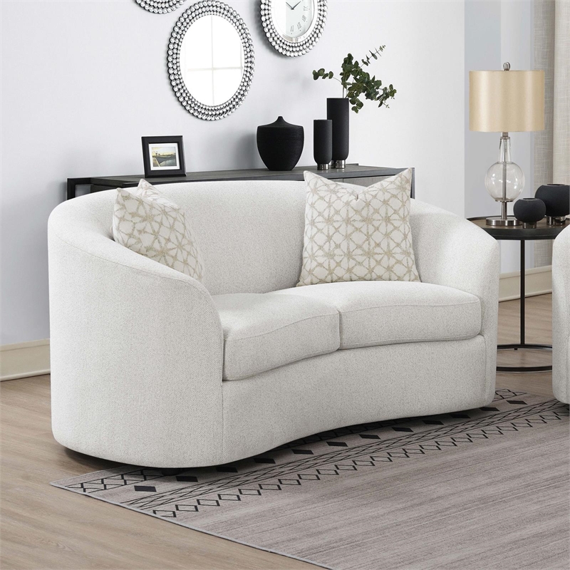 Pemberly Row Modern Fabric Upholstered Tight Back Loveseat Latte