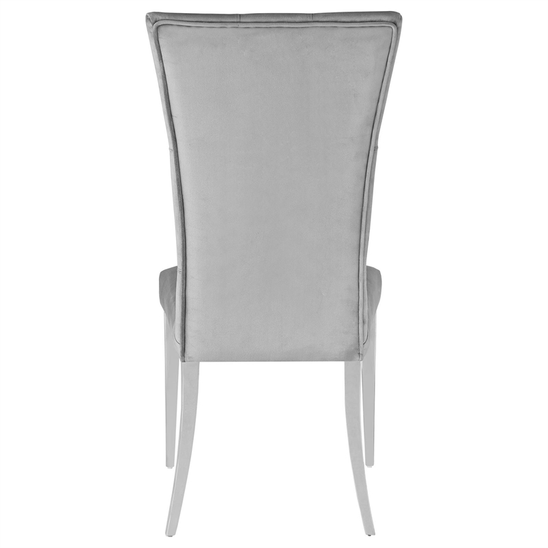 Pemberly Row Tufted Velvet Upholstered Side Chair Gray and Chrome