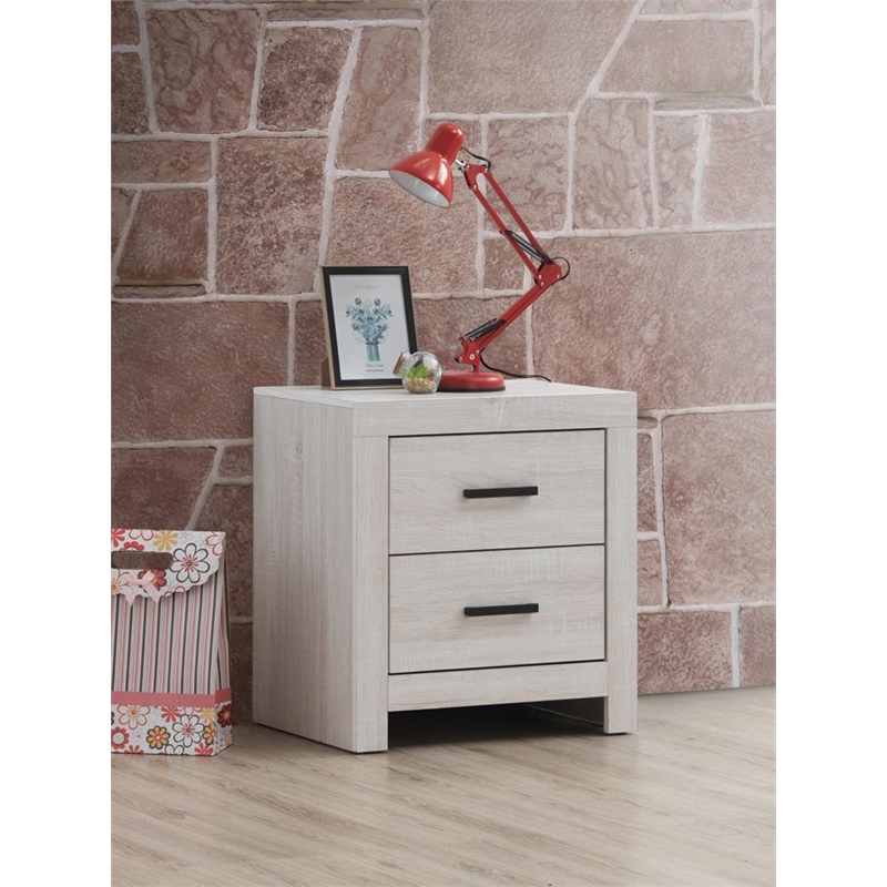 Pemberly Row 2-drawer Farmhouse Wood Nightstand Coastal White