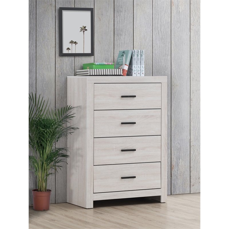 Pemberly Row 4-drawer Farmhouse Wood Chest in Coastal White Finish
