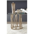 Pemberly Row Metal Round End Table Chocolate Chrome and Clear
