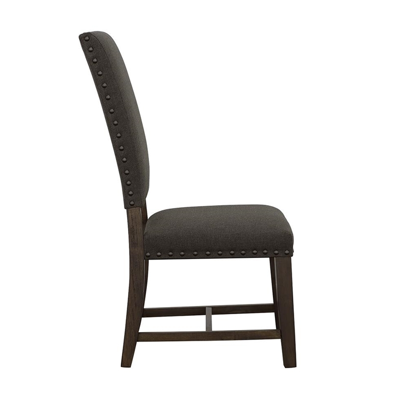 Pemberly Row Contemporary Wood Upholstered Side Chairs Warm Gray