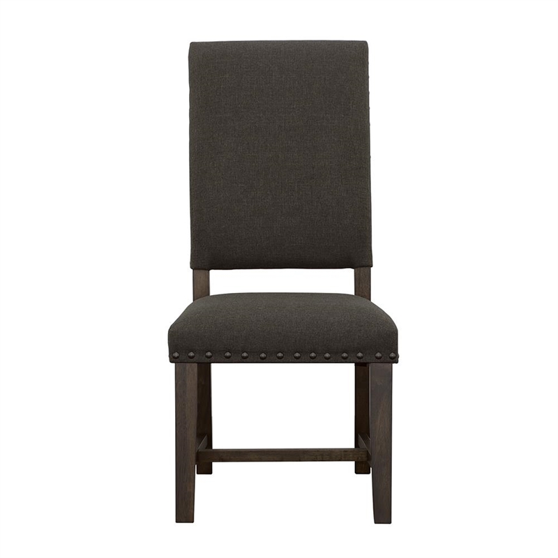 Pemberly Row Contemporary Wood Upholstered Side Chairs Warm Gray