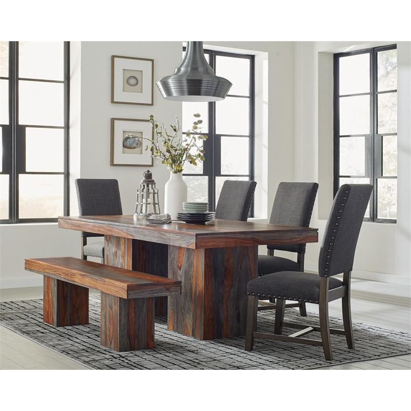 Pemberly Row Contemporary Wood Upholstered Side Chairs Warm Gray