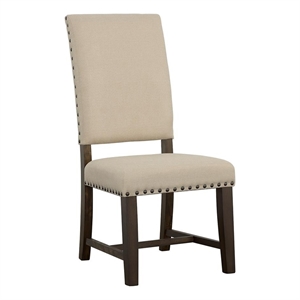 Pemberly Row Transitional Wood Upholstered Side Chairs Beige
