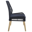 Pemberly Row Contemporary Woven Rope Wood Dining Chairs Dark Navy