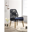 Pemberly Row Contemporary Woven Rope Wood Dining Chairs Dark Navy