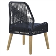 Pemberly Row Contemporary Woven Rope Wood Dining Chairs Dark Navy