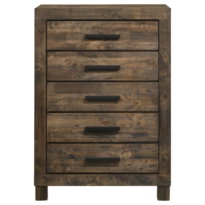 Pemberly Row 5-drawer Farmhouse Wood Chest Rustic Golden Brown