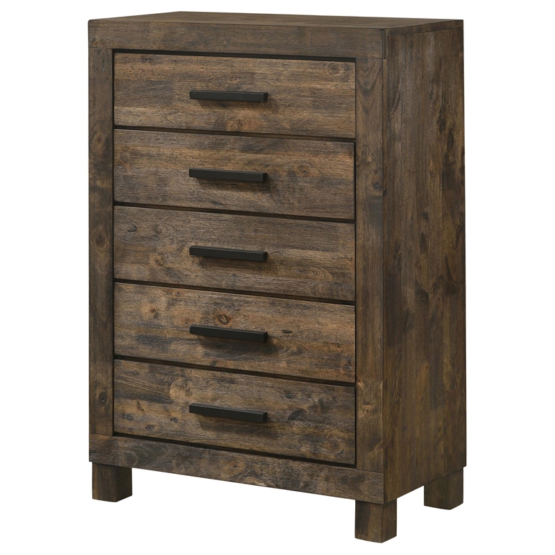 Pemberly Row 5-drawer Farmhouse Wood Chest Rustic Golden Brown