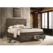Pemberly Row Farmhouse Wood Queen Storage Bed Rustic Golden Brown
