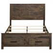 Pemberly Row Farmhouse Wood Queen Storage Bed Rustic Golden Brown