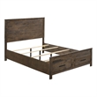 Pemberly Row Farmhouse Wood Queen Storage Bed Rustic Golden Brown