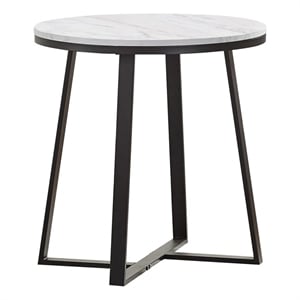Pemberly Row Metal Base Round End Table White and Matte Black