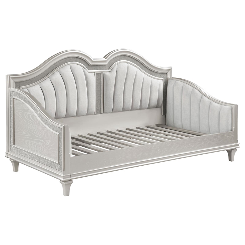 Pemberly Row Upholstered Twin Daybed in Silver Oak and Ivory