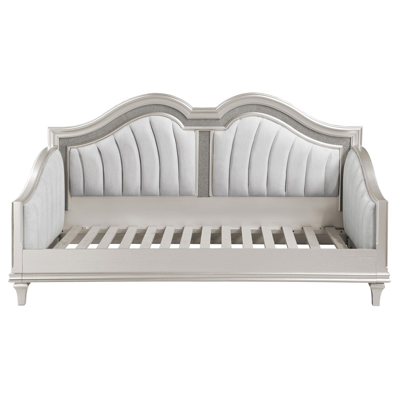 Pemberly Row Upholstered Twin Daybed in Silver Oak and Ivory