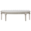 Pemberly Row Upholstered Demilune Bench in Ivory / Silver Oak