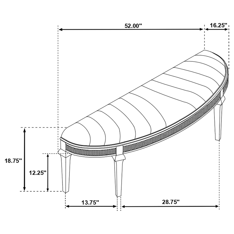 Pemberly Row Upholstered Demilune Bench in Ivory / Silver Oak