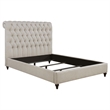 Pemberly Row Upholstered Fabric Full Size Headboard in Beige